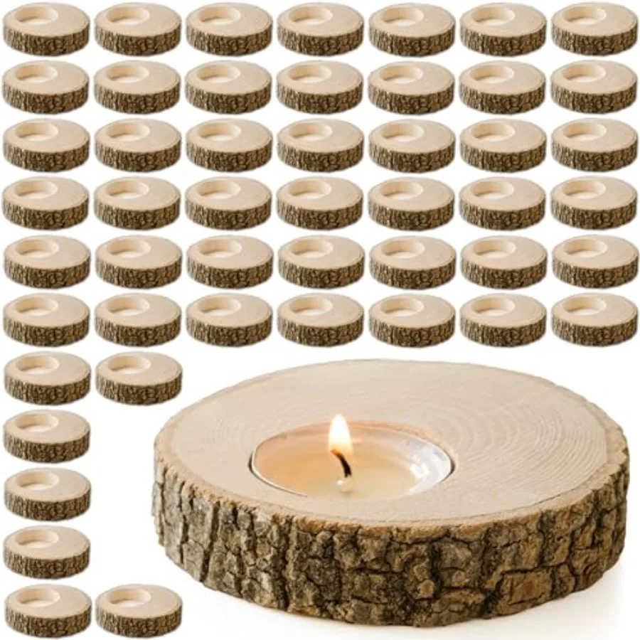 

Wooden Tealight Candle Holder - Adorable Thank You Gifts Perfect for Wedding Favors Ideal Rustic Decor Pcs and Party Decoration