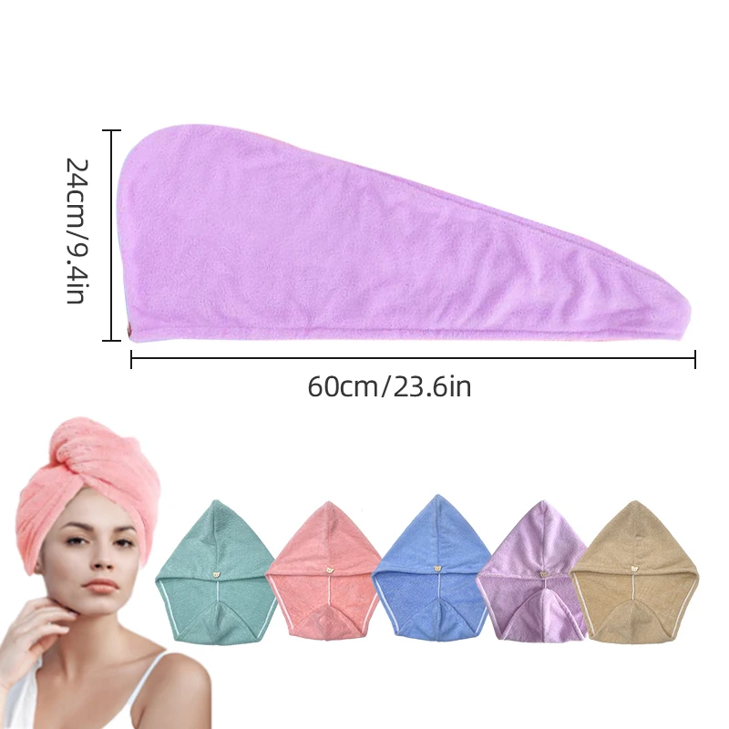 Microfiber Hair Towel Wrap for Women, Shower Spa Head Wrap Hair Drying Hat Turban Microfiber Terry Dry Absorbent Quick Dry Hair