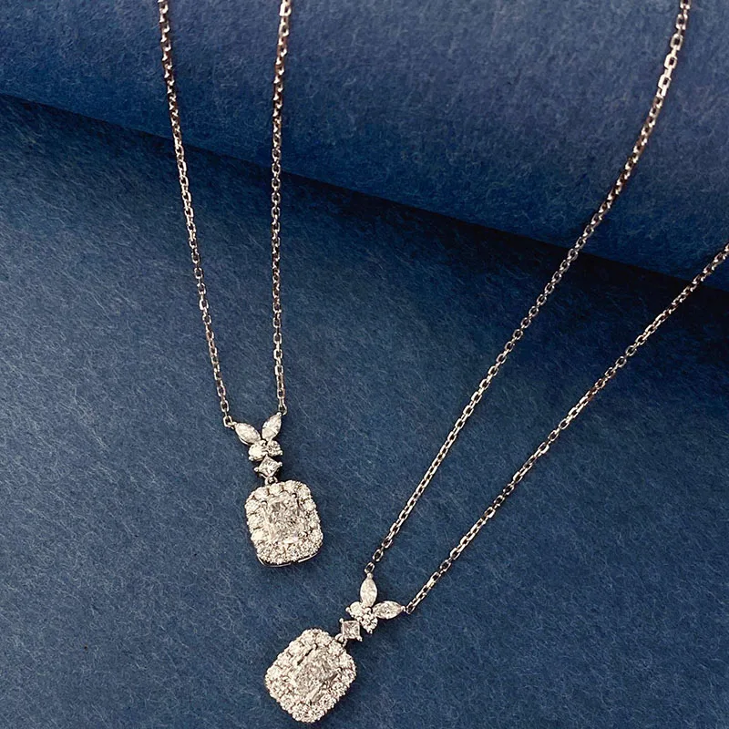 مشع قطع مختبر نمت الماس قلادة قلادة 0.5ct الحجر الرئيسي DEF VS-VVS بلاتنوم 950 الماس الزفاف قلادة للنساء لا IGI #4