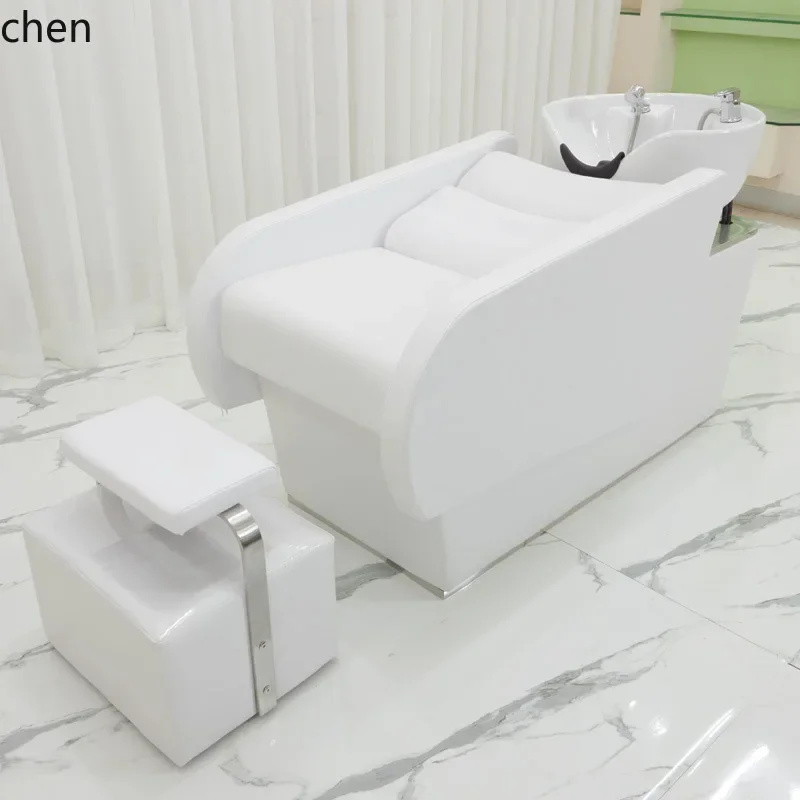 Shampoo Bed for Hair Salons, Semi-Reclining Salon Washing Bed, Hair Salon Color Changeable