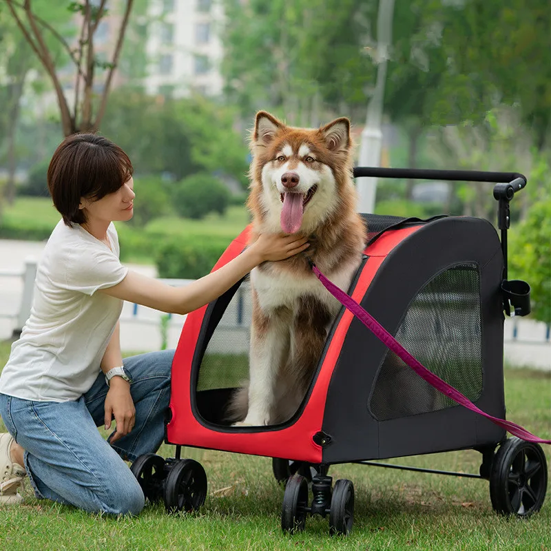 Custom Hot Selling Pet Carts Trolley Large Medium Dogs Folding Pet Stroller Dog Carrier Dog Stroller Luxury 4 Wheels Pet