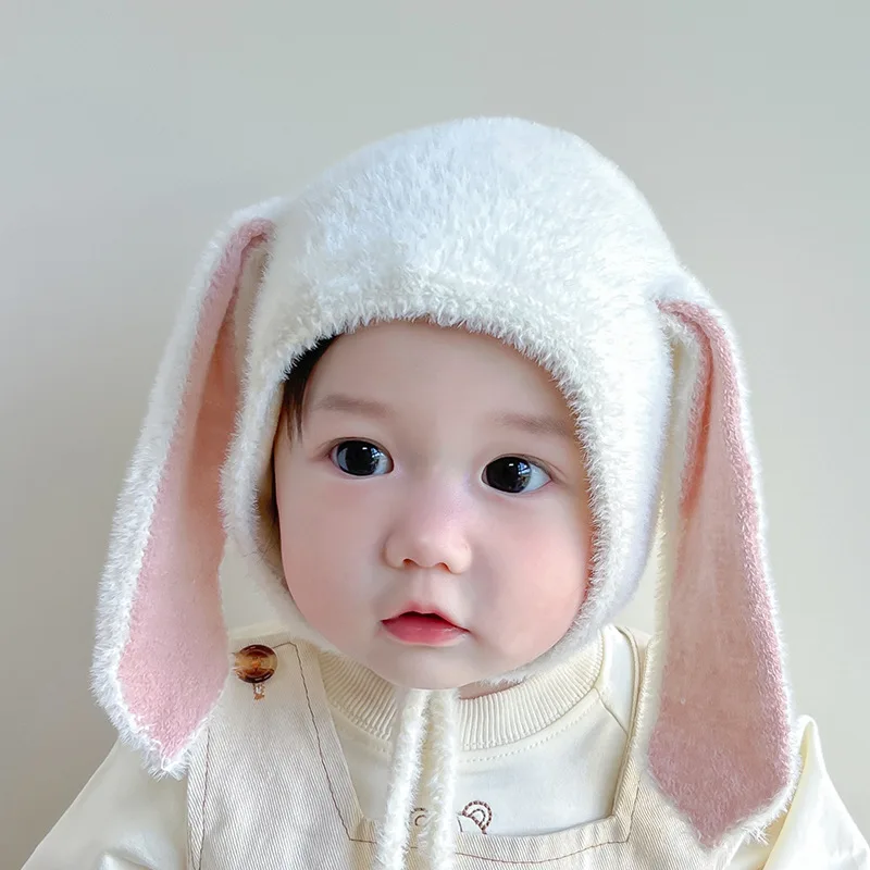 

Newborn Baby Hats For Girls Boys Bonnet Hat Cute Rabbit Ears 2023 Autumn Winter Children Soft Plush Warm Cap Kids Ear Protection