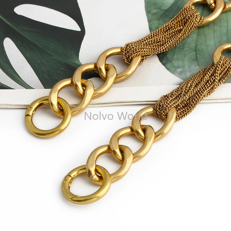 24MM Width 52CM Length Satin Gold Luxury Thick Metal Chains With Spring Ring Handle For Handbag Shoulder Bags Straps Accessories