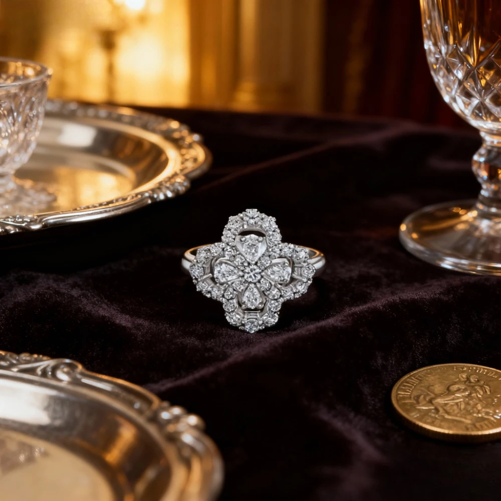 

Fashion 4 Leaf Petal Ring First Order -10 Solid Fashion Jewelryr Jewelry Women's Wedding Party Gift