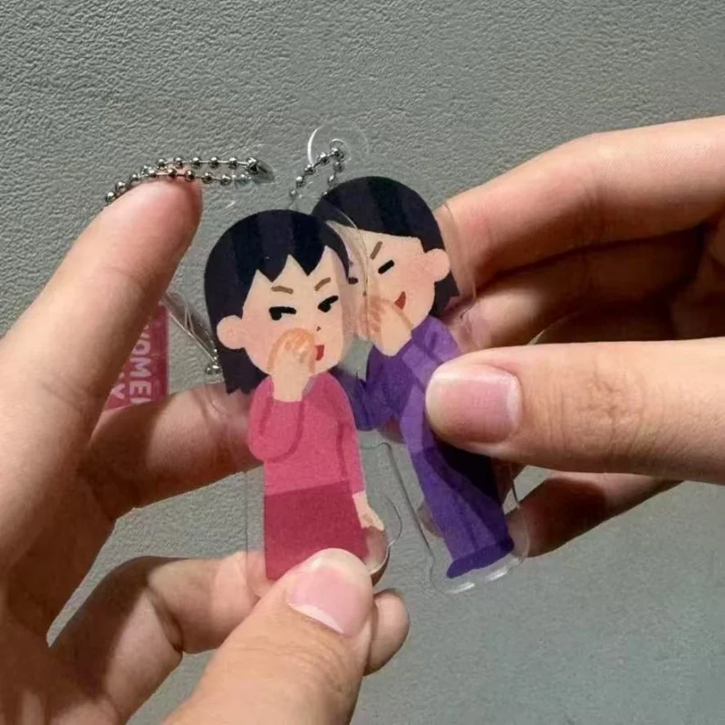 Japanese Illustration keychain Creative bag charms funny friend pendant cutecore trinkets Bag Pendant Gift Keyring Accessories