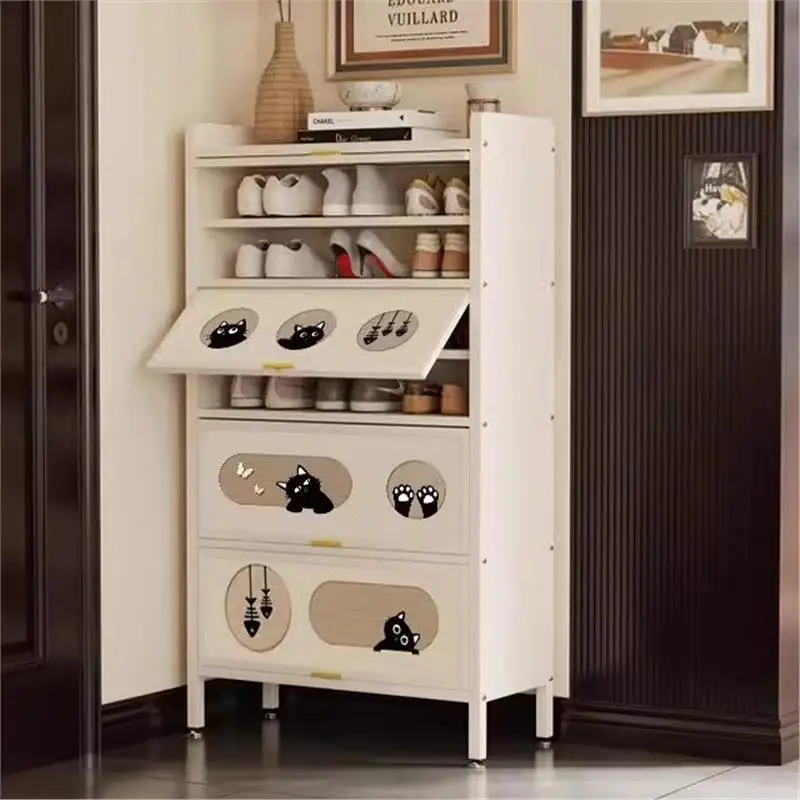 Steel shoe cabinet household door integrated against the wall rack multi-layer large-capacity cabinet indoor and outdoor locker