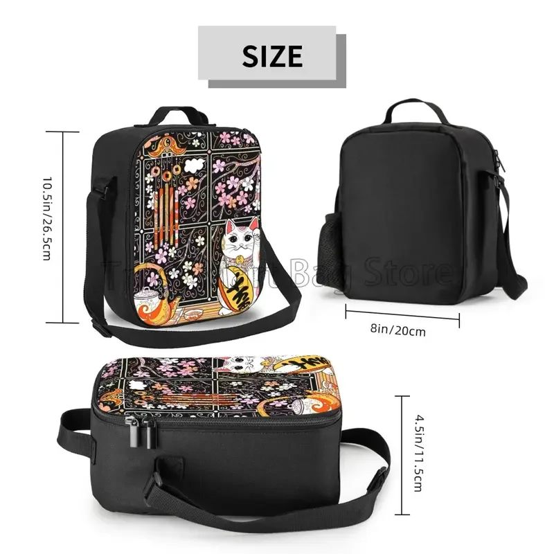 Japanese cat coloring book insulated lunch bag portable waterproof thermal cooler Bento tote bag for work school picnic beach