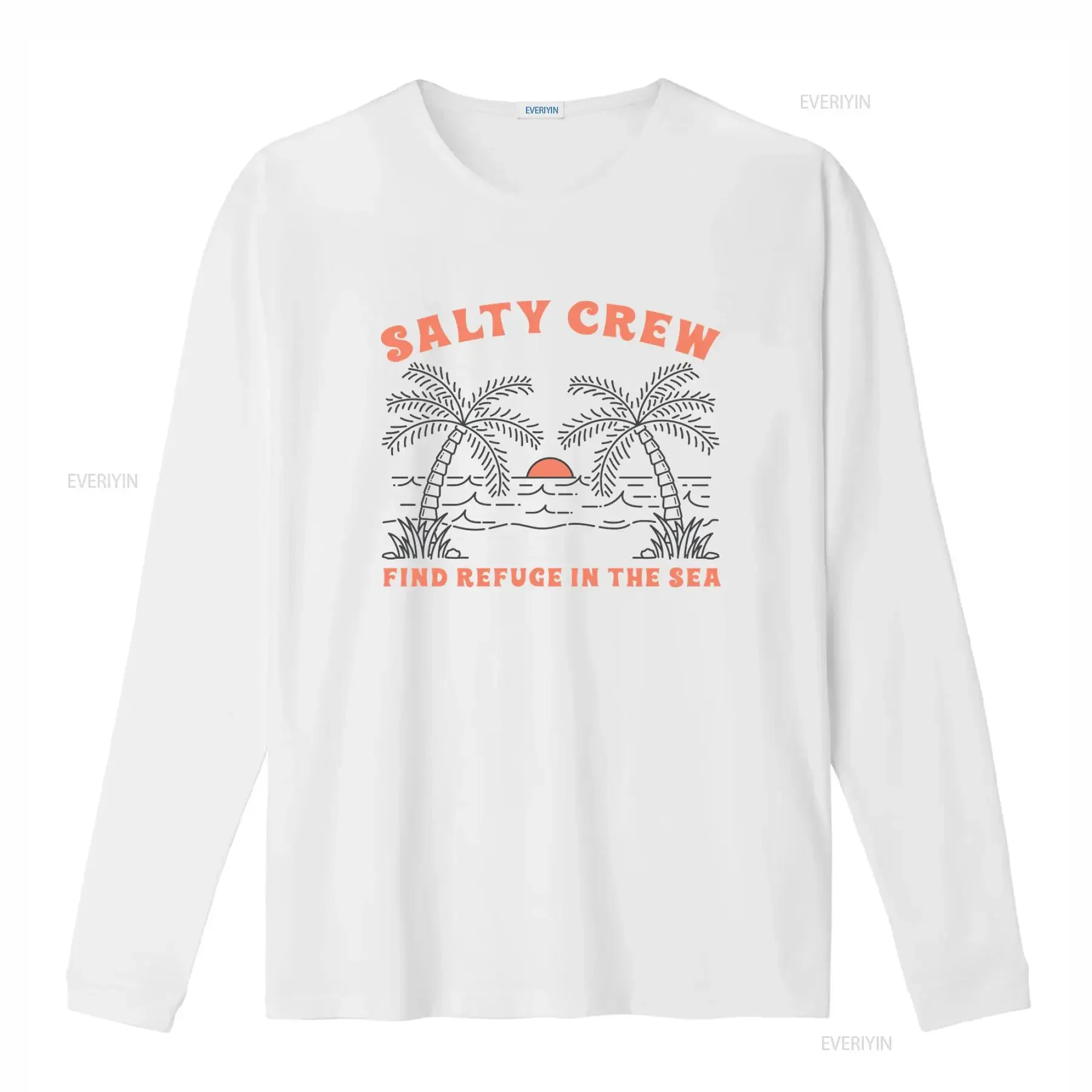 Summer T Shirt Salty Crew Hawaii Ocean Beach Sunset Palm Trees Find Refuge In The Sea Vacation vintage Washed Stylish