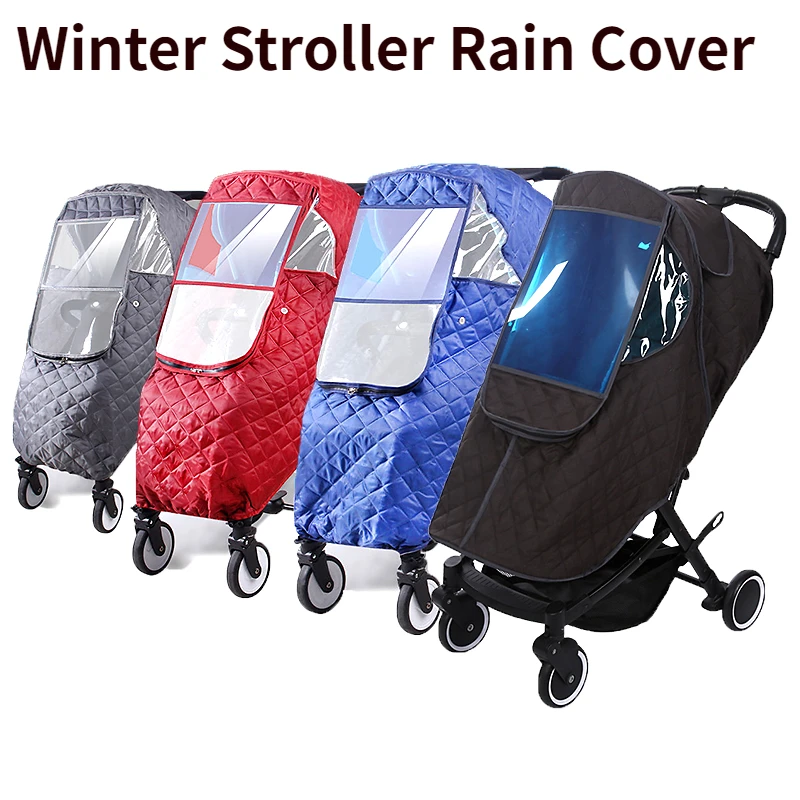 Winter Baby Stroller Rain Cover Thicken Warm Wind Dust Shield Raincoat for Baby Outdoor Stroller Protective Cover Waterproof