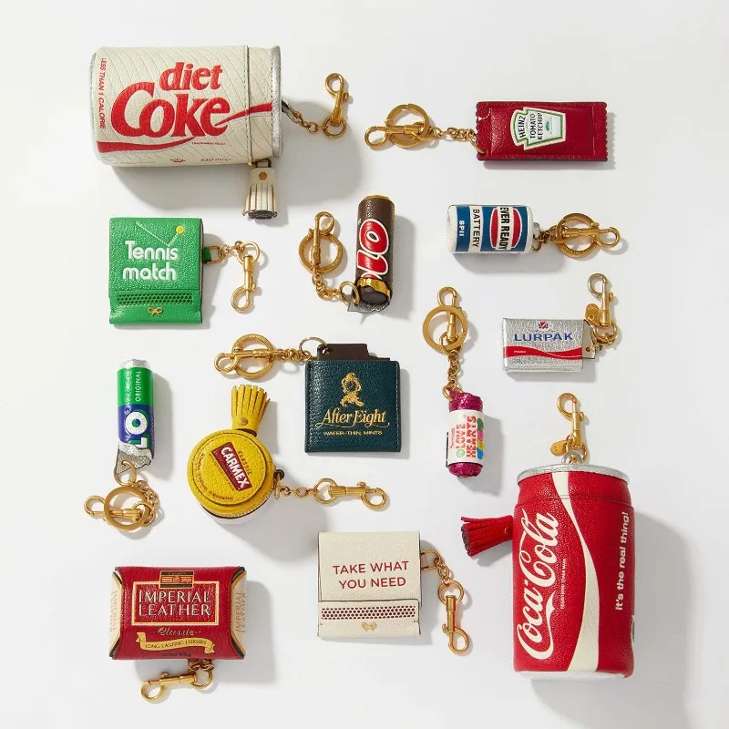 

Ketchup Charm Personalized Bag Charm Stylish DIY Colorful Bag Pendant Soda bottles Aluminum Cans Chewing Gum Keychain Xmas Gift