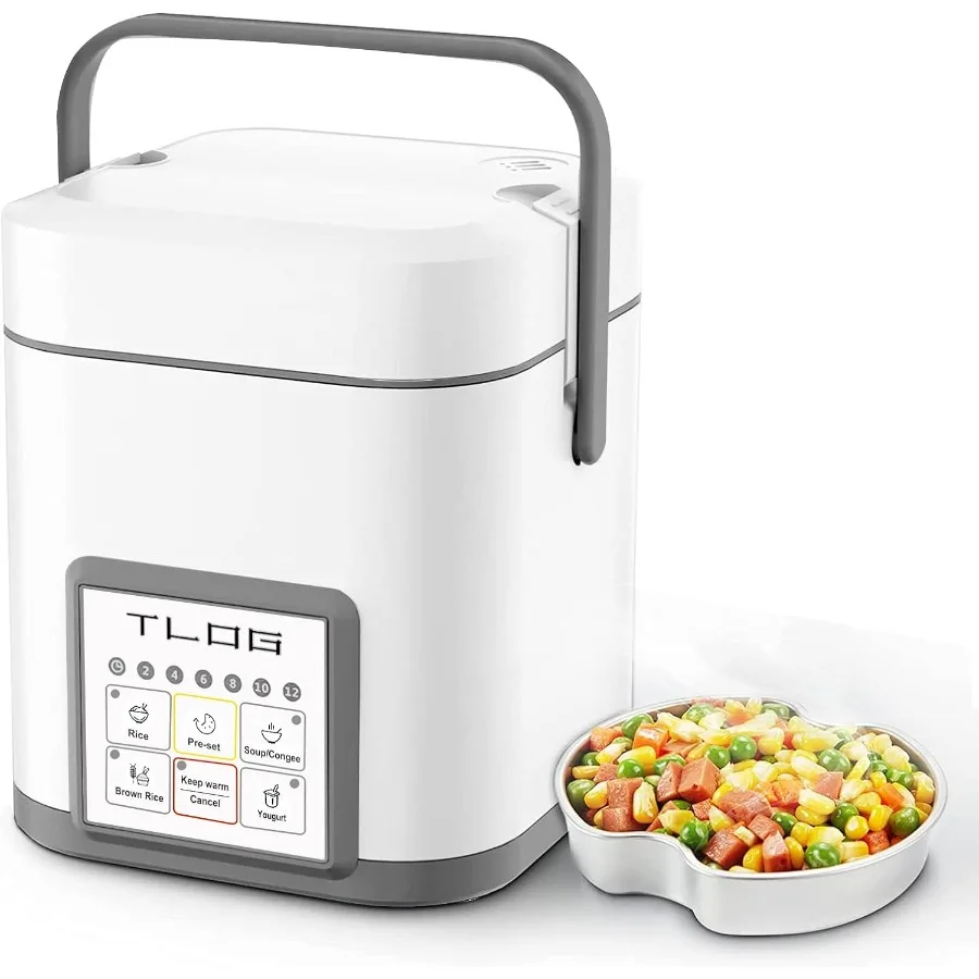 

Mini Rice Cooker 2.5 Cups Uncooked Healthy Ceramic Coating Portable Cooker 1.2L Travel Small for 1-3 People Personal Maker Food