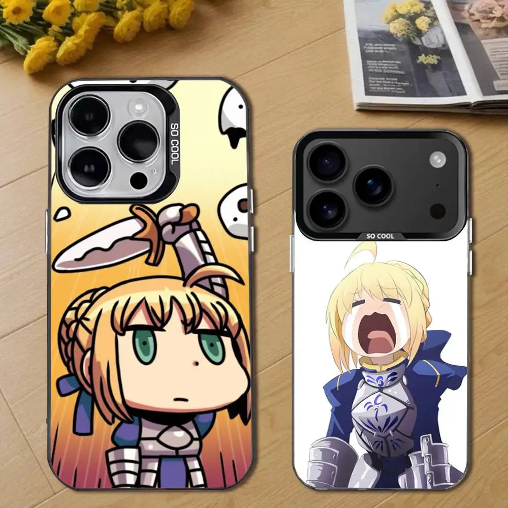 

F-Fate S-Saber Phone Case For iPhone 17,16,15,14,13,12,11,Pro,Max,Plus,E,Air,Mini Black Tpu Cover