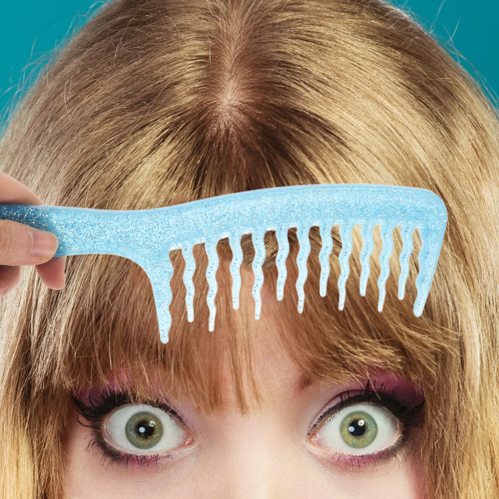 

2pcs Transparent Sparkling Fashion Hair Styling Comb for Women Curly Hair Detangler Barber Wide Tooth Salon Tool