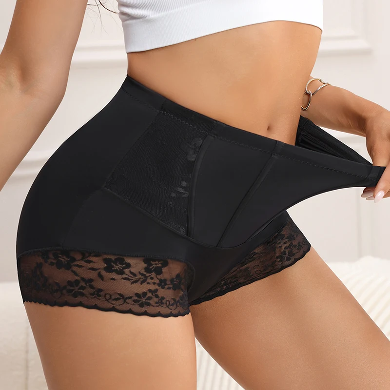 BZEL 2PCS Women's Shaper Panties High-Waist Lace Sexy Lingerie Abdominal Tightener Comfort Female Briefs Fishbone Waist Slimming image 3
