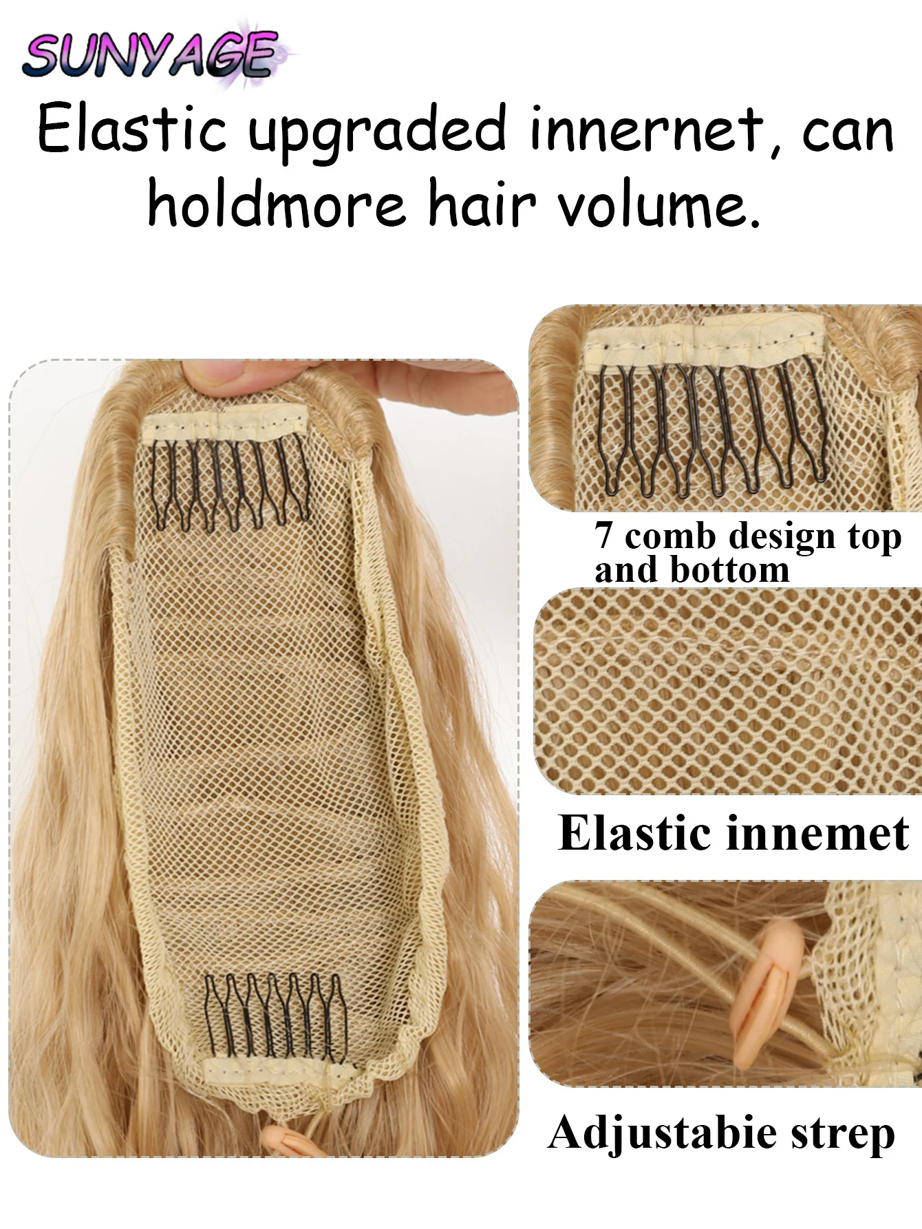 Synthetische Schachtelhalmverlängerung, Schachtelhalm-Haarverlängerungen mit gewellter und lockiger Spitze für Frauen, mit Schachtelhalm-Clip für die tägliche Party