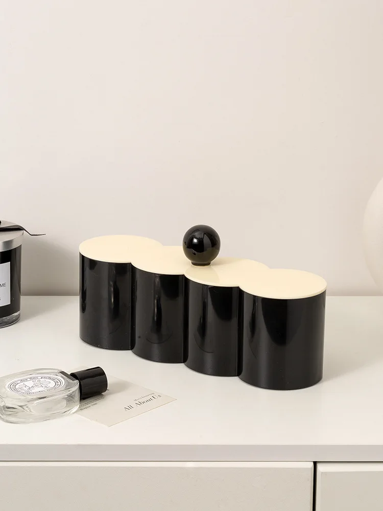 Cosmetic Storage Box With Lid Dustproof Desktop Makeup Remover Cotton Powder Puff Storage Organizer Bathroom Storage Box