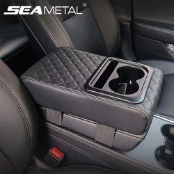 SEAMETAL Car Armrest Box Cushion PU Leather Thicken Center Console Cover Elbow Support Universal Auto Arm Rest Pad Storage Box
