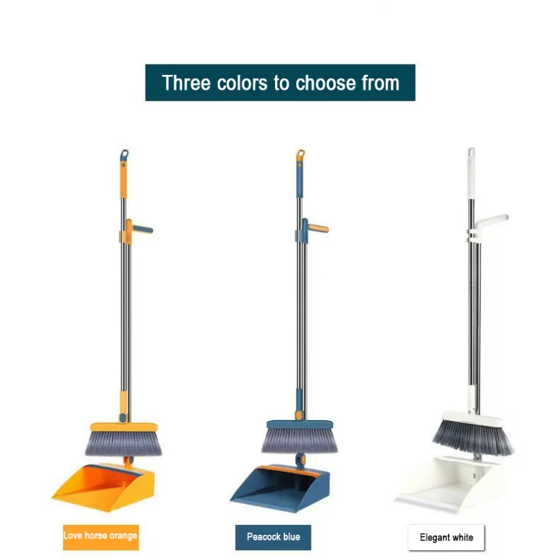 Folding Broom Dustpan Floor Brush Set Indoor Non-stick Hair Long Handle Broom With Stand Up Dustpan Combo Set Household Tool New