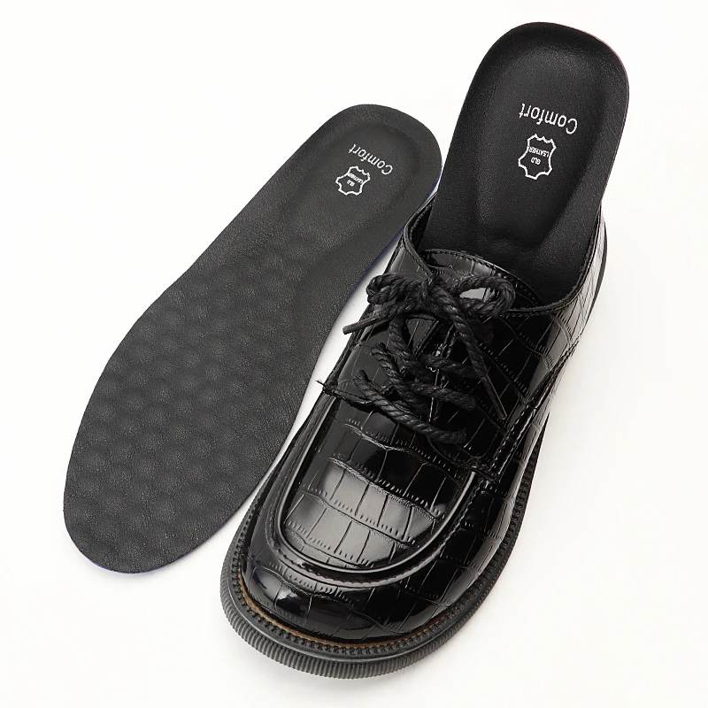 Men's Cowhide Leather Shoes with Soft Bottom Thickening Shock Absorption Insole Comfortable Breathable Footbed for Foot Health