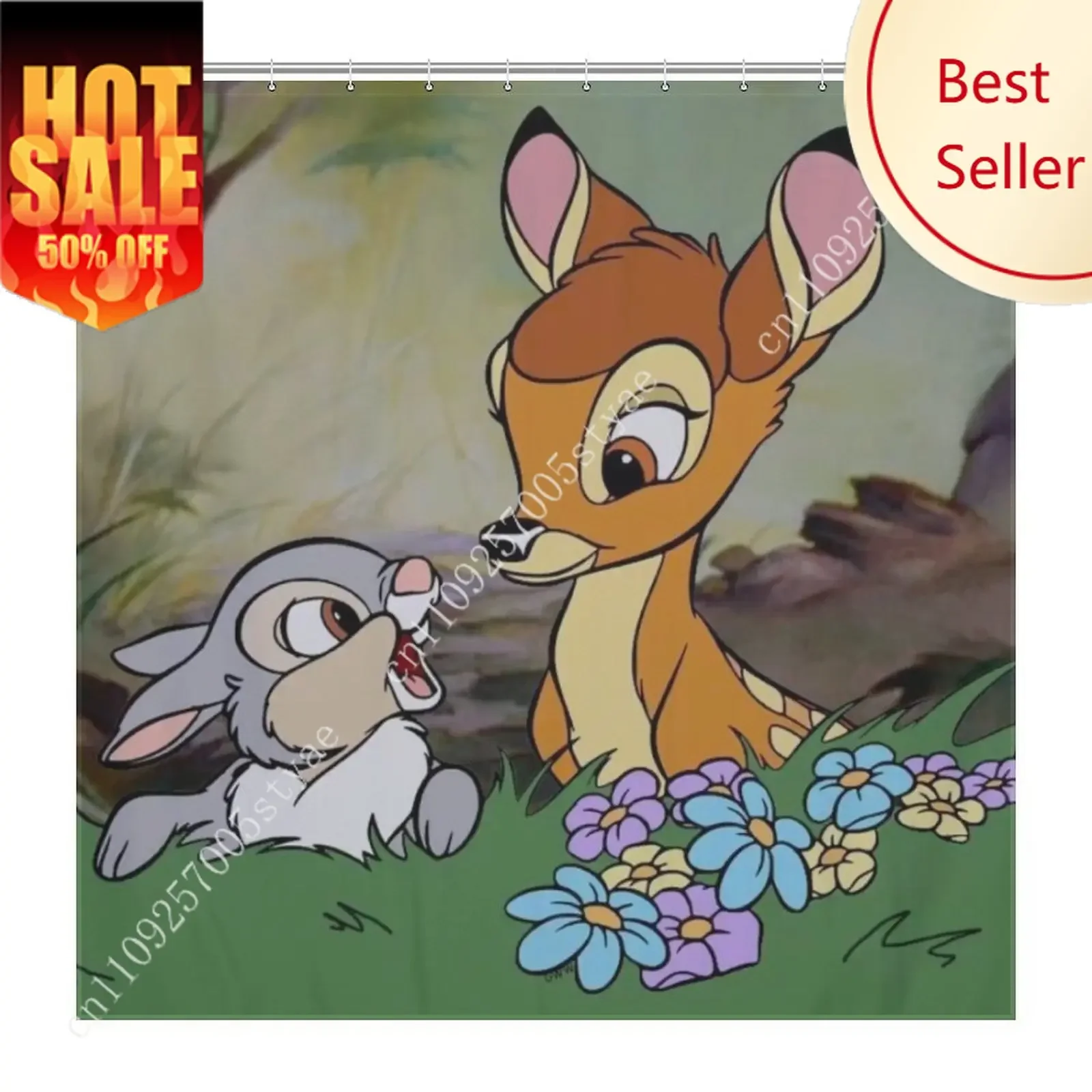

Thumper Shower Curtain Disney Cartoon Movie Kids Cute Animal Bathroom Home Party Decoration Waterproof Custom Bath Curtain