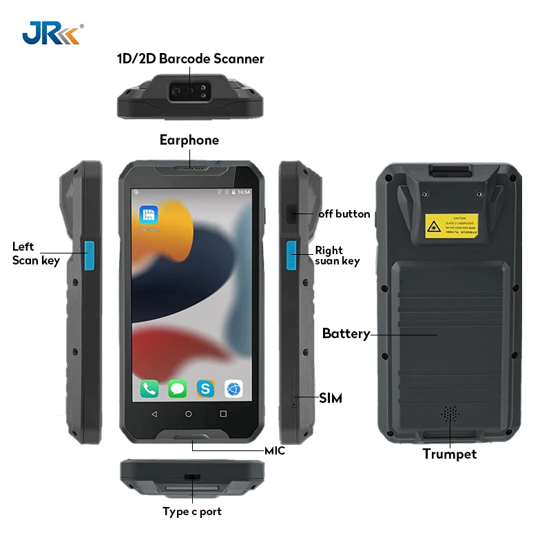 2026 917PDA 5.0 Inch High Quality Mobile Industrial RFID Android 8.1 Barcode Scanner Handheld WIFI Bluetooth 1d 2D Qr