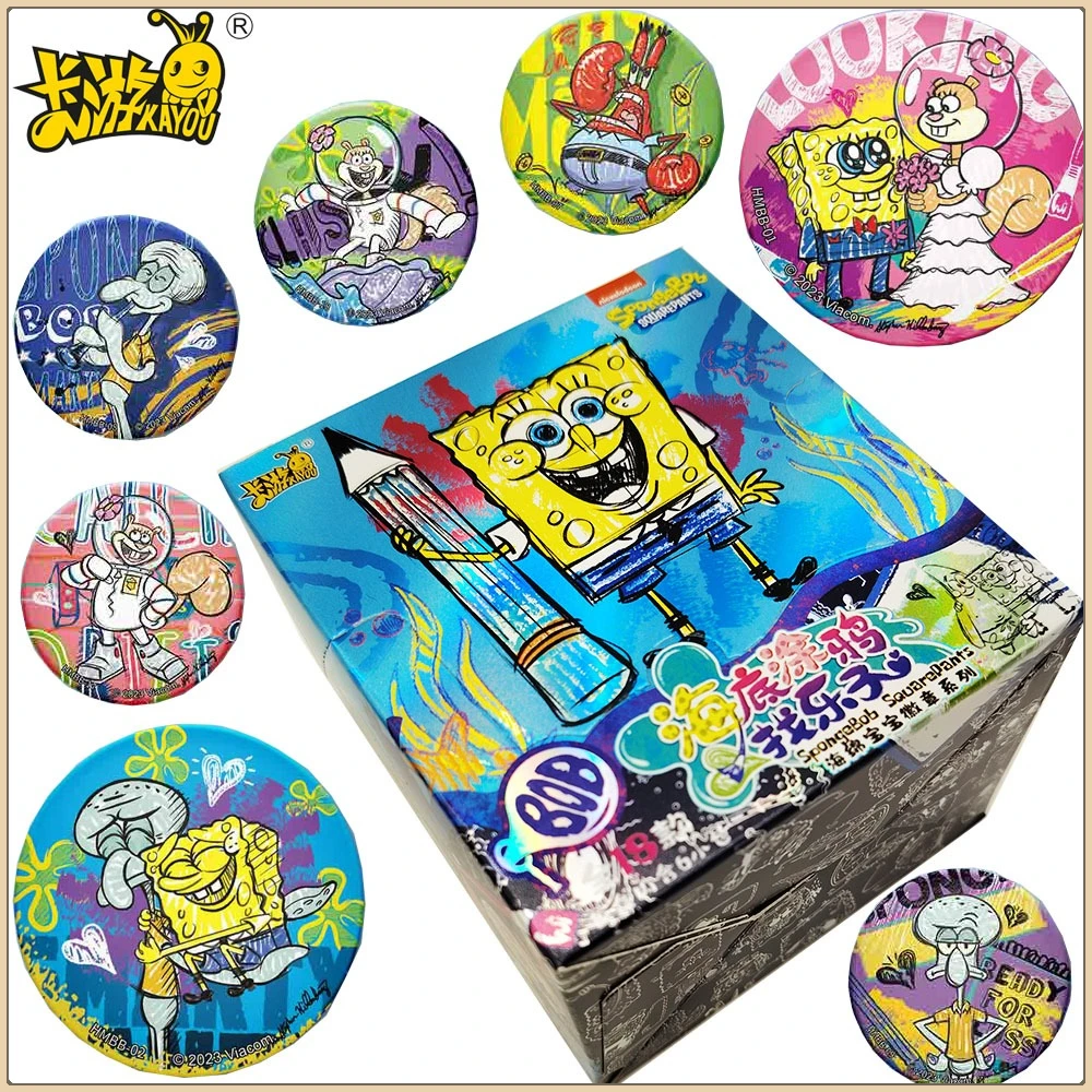 

Genuine KAYOU SpongeBob SquarePants Collection Badge Anime Peripheral Personality Creative Round Brooches Bag Accessories Gifts