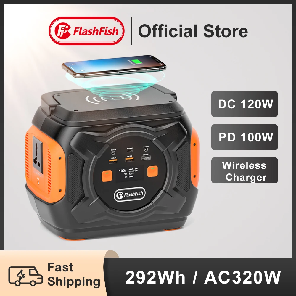 flashfish 230v portatil estacao de energia solar 320w 292wh emergencia gerador solar bateria carregador de alimentacao banco rv ff 01