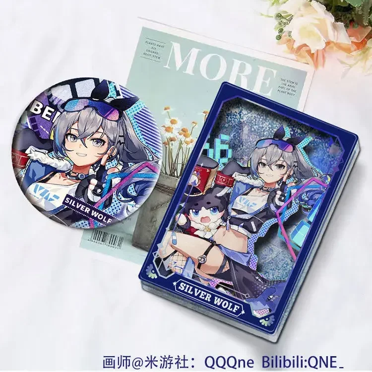 Anime Honkai: Star Rail Silver Wolf Cosplay onion double flash Badge desktop Decoration Acrylic Quicksand Mahjong