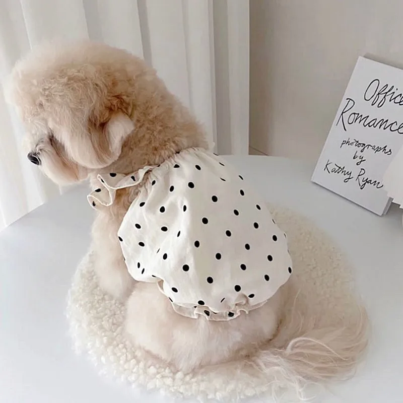 Fashion Pet Dog Dress Dot Dog Clothes Summer Puppy Skirt Chihuahua Yorkie Bichon Clothing Suspender Girl Dog Costume Cat Dresses