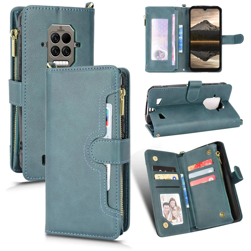 

Wallet Zipper Flip Leather Case For Doogee S97 S96 S88 S86 X96 Pro Plus Cases Card Slot Lanyard Zipper Wallet Phone Case