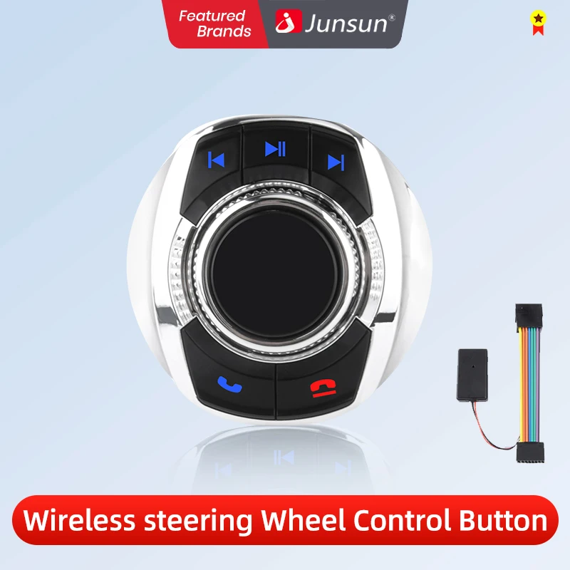 Junsun Universal Car Wireless Steering Wheel Control Button for for Android Car Radio 8 Key Functions Cup Shape With LED Light