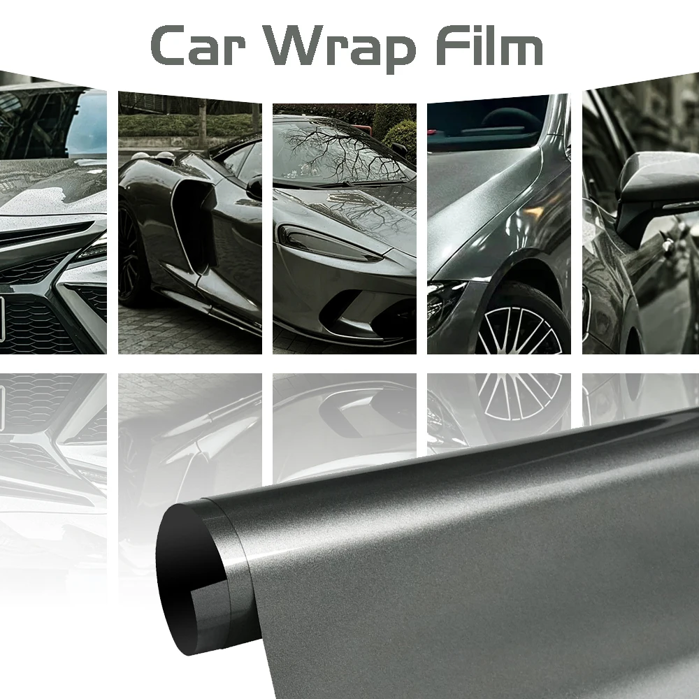 Metal Paint Titanium Grey Color Car Vinyl Wrap Self Adhesive DIY Styling Sticker Cover For Auto Motorcycle Wrapping Accessories