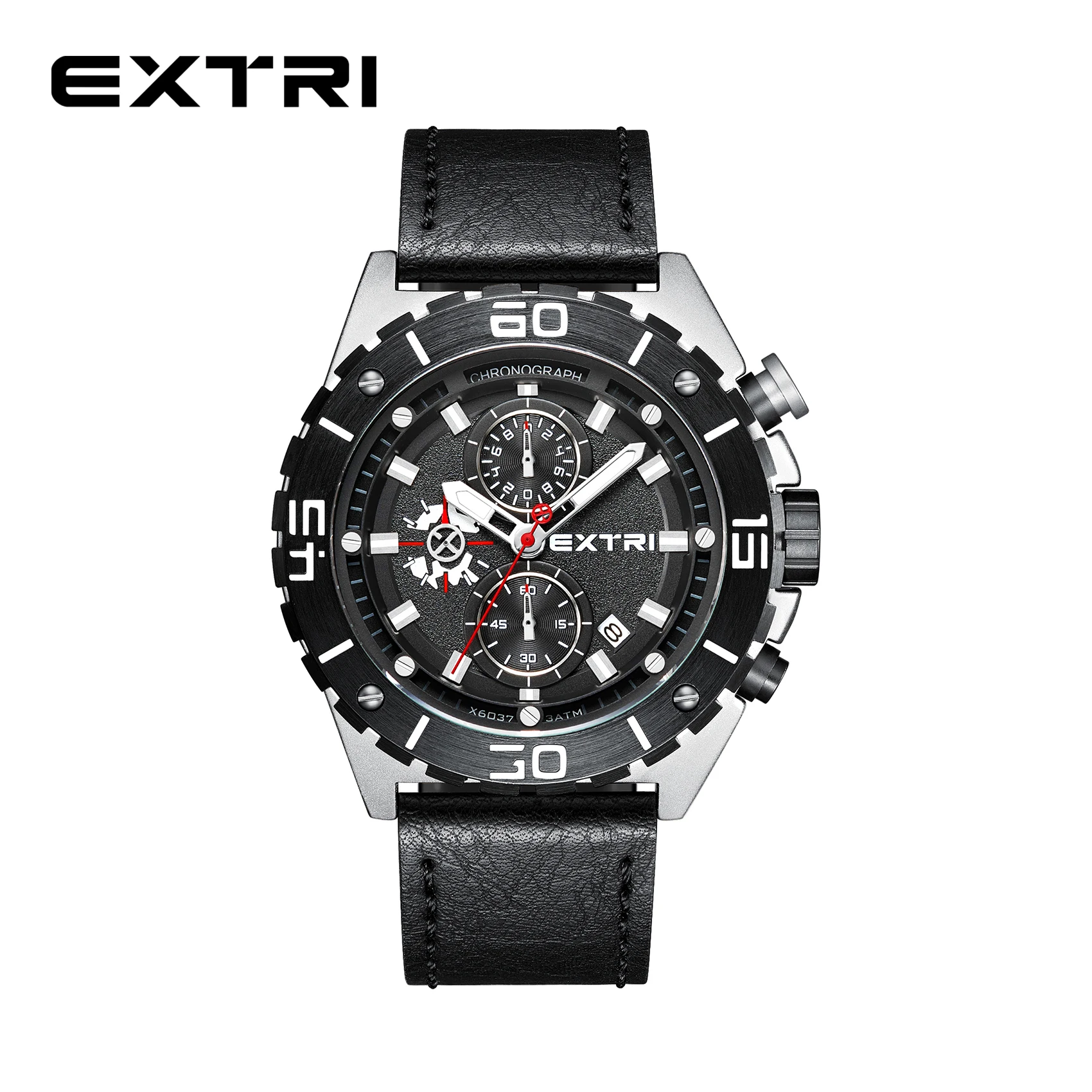 Extri Top Luxury Brand Men Sports Watch Male Casual Leather Strap Date Wristwatches Men\'s Quartz Watches Relogio Masculino