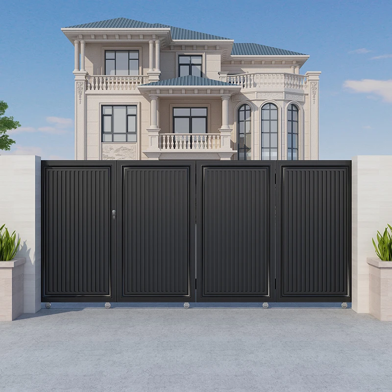 

Высококачественная интеллектуальная поворотная дверь во дворе, уличная стена двора, электрическая алюминиевая художественная дверь, перевод, поворотная гаражная дверь