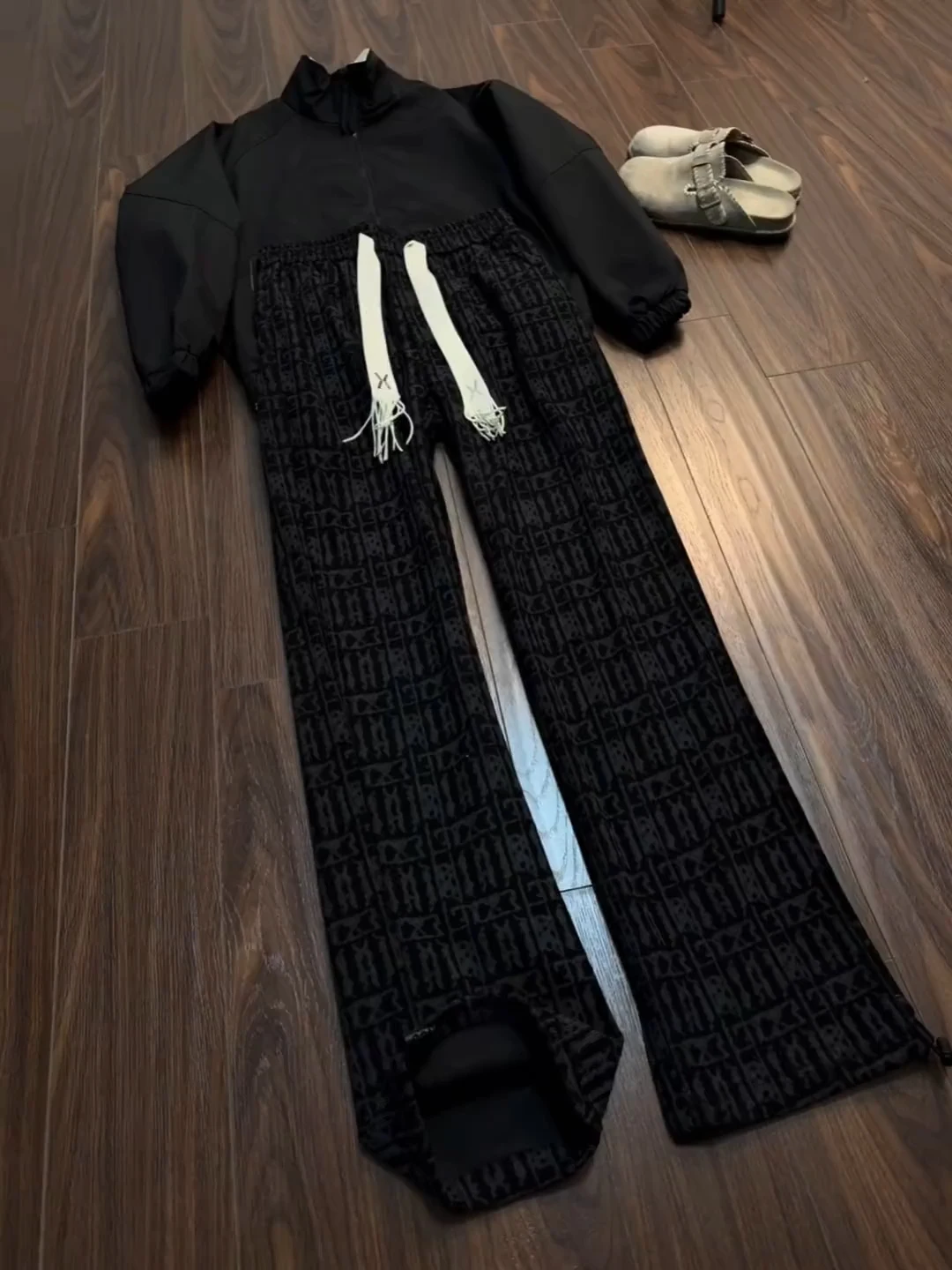 

American Vintage Tie Dye Plaid Men's Loose Straight Leg Casual Pants Spring Lazy Style High Waist Elastic Waistband