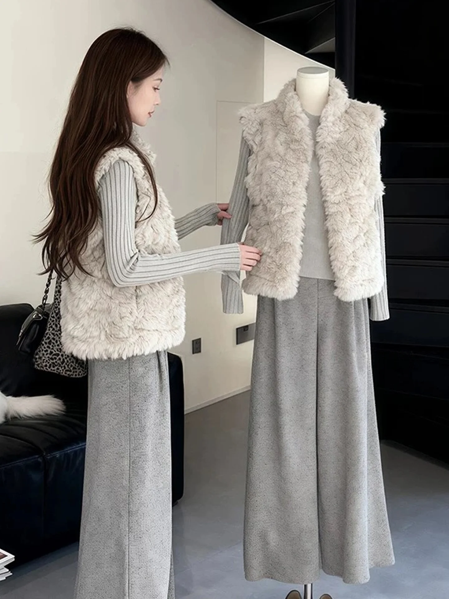 슬리 레이어드 순색 조끼 편안하고 패셔너블한 트렌디 아우터웨어 슬림핏 탑 겨울 패셔너블 재킷 다용도