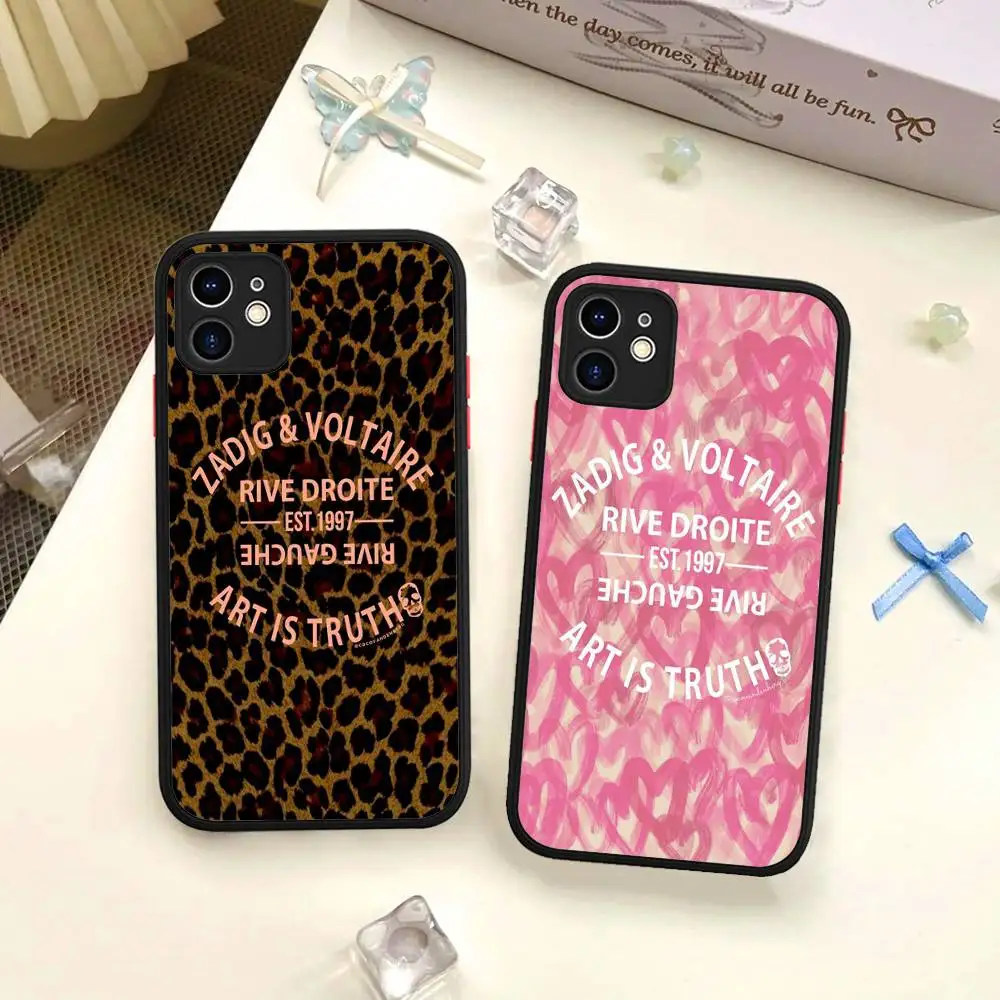 Funda de Teléfono Fashion Z-Zadig y V-Voltaires para iPhone 16 15 14 Plus 15 13 12 11 Pro Max X XS MAX, Carcasa Mate