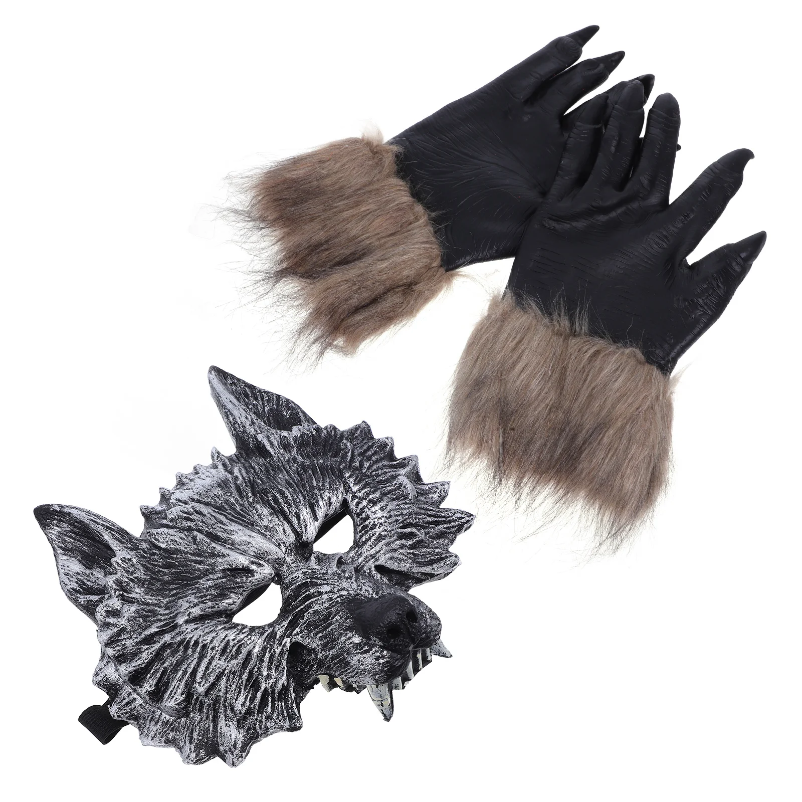 

1pcs Wolf Mask Gloves Combo Scary Costume Decorations Halloween Masquerade Party Horror Masks Set Vinyl Material Lifelike Design