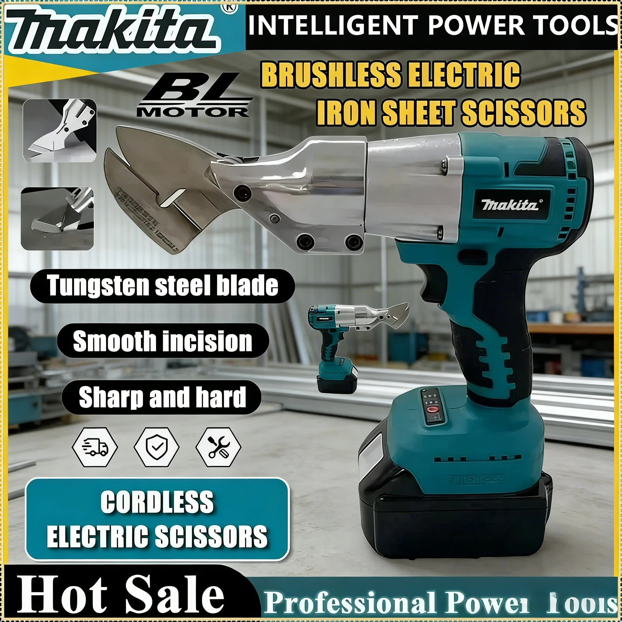 

Makita Electric Brushless Iron Scissors Machine Rechargeable Professional Metal Cutting Tool Sheet Shear Cutter 18V Power Tools