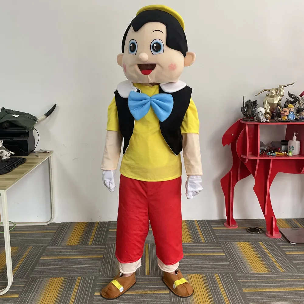 Costume de mascotte de Pinocchio, personnage de dessin animé Cosplay, cérémonie publicitaire, anniversaire, robe de paupières, accessoires de performance de carnaval d'animaux