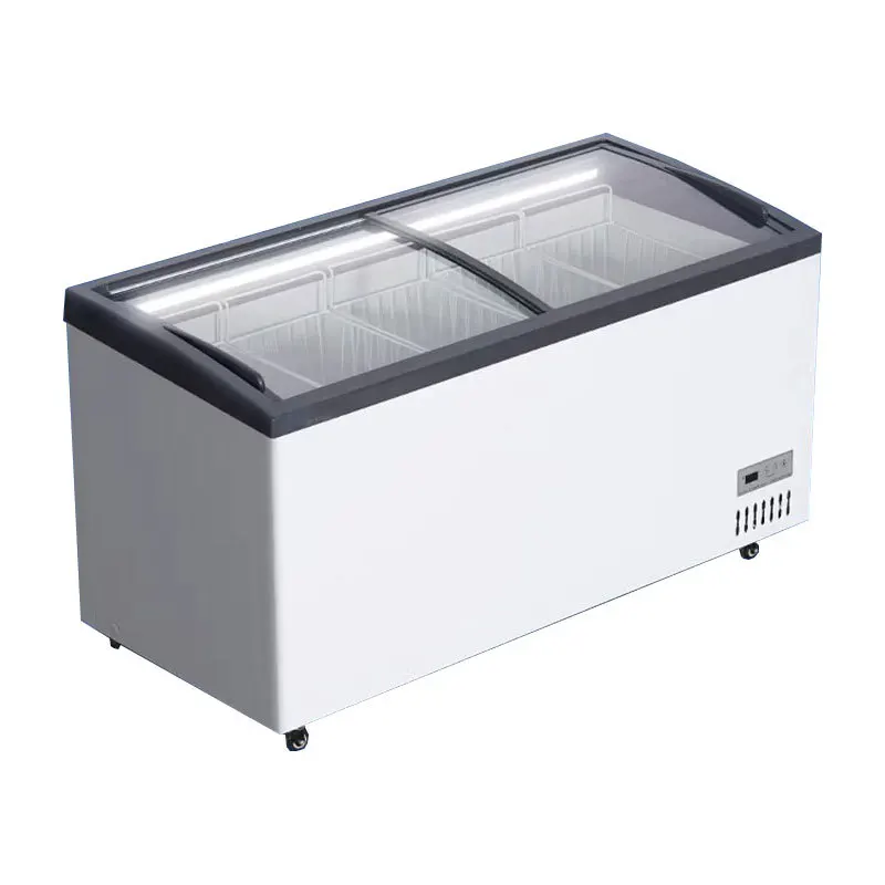 

Холодильный шкаф для мороженого и фруктового льда 2026 года с прозрачной стеклянной крышкой и раздвижной дверью для охлаждения и заморозки