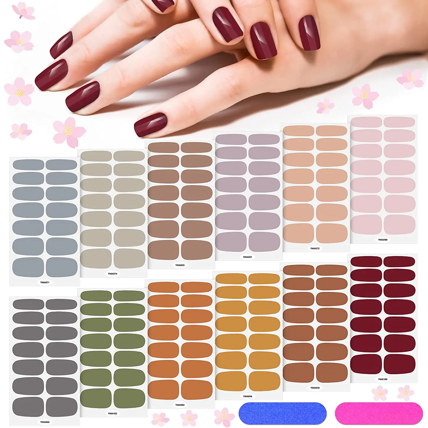 

12 Sheets Full Nail Wraps Nail Polish Strips Nail Stickers Nail Wraps Art Design Self-Adhesive Decoration