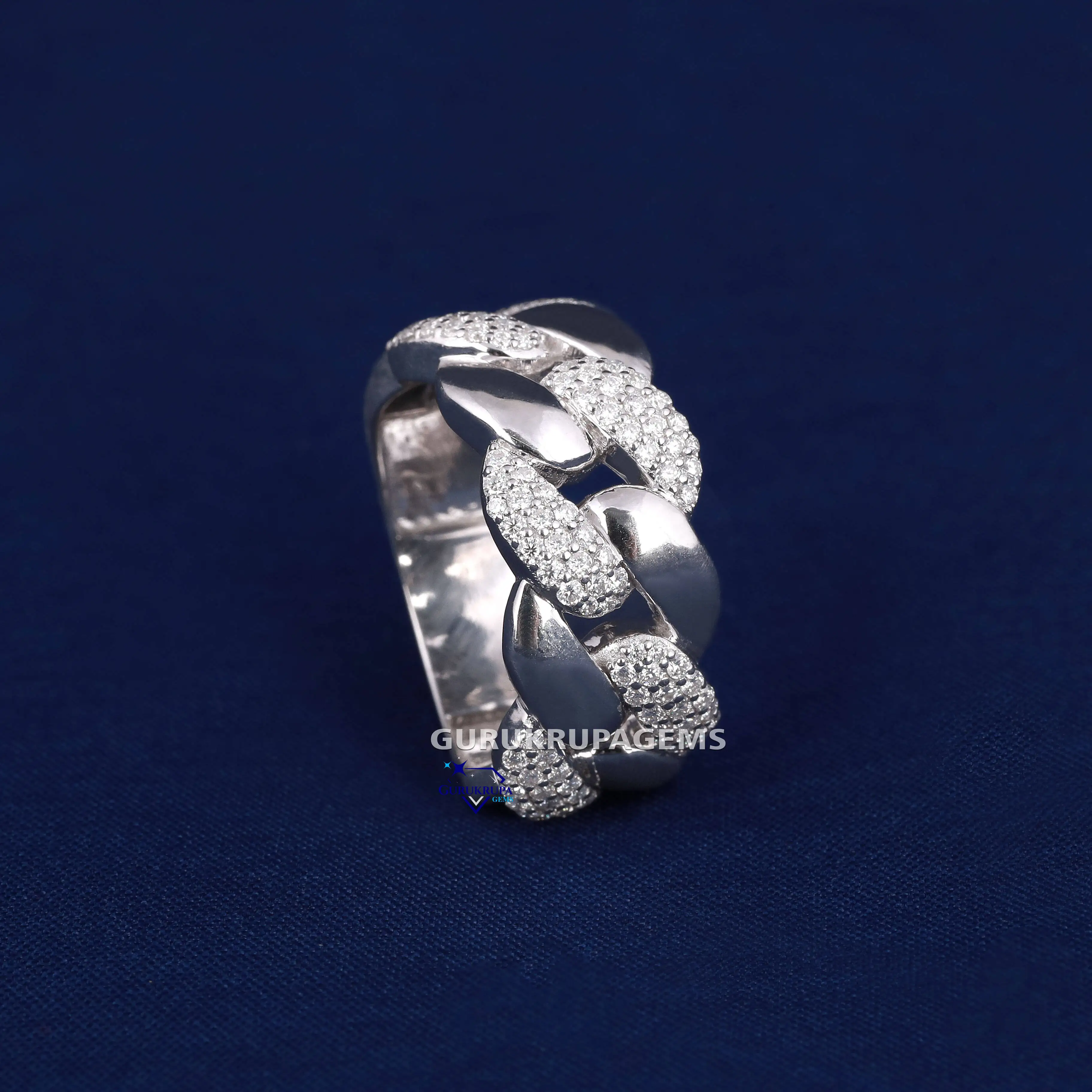 Fine Jewelry Wholesale 925 Sterling Silver Cuban Ring Iced Out High Quality Moissanite Hip Hop Diamond Band Ring for Men Women