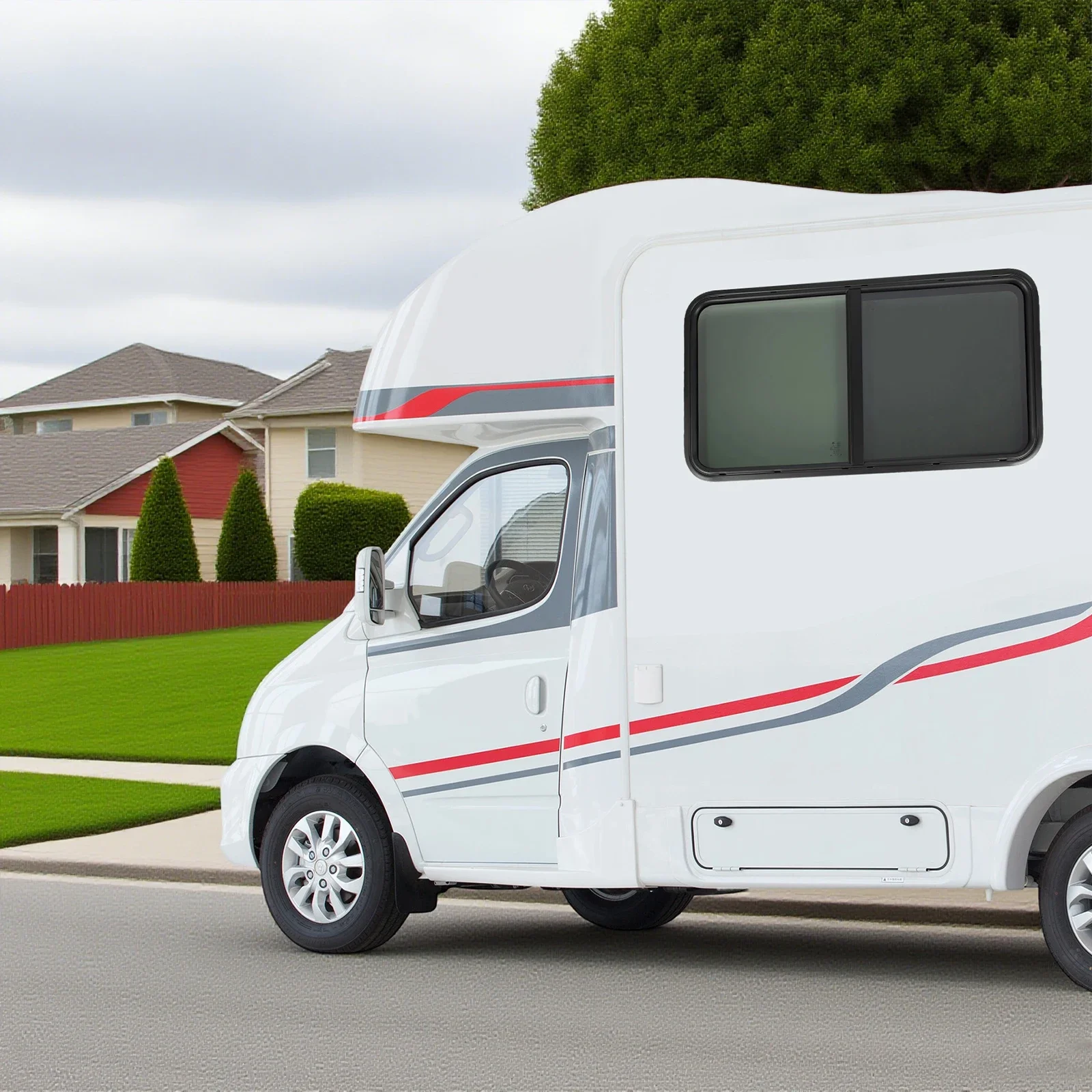 RV نافذة سبائك الألومنيوم الزجاج المقسى 42x22 "لا حلقة ثابتة RV نافذة منزلقة أفقية استبدال مباشر لقافلة التخييم #3