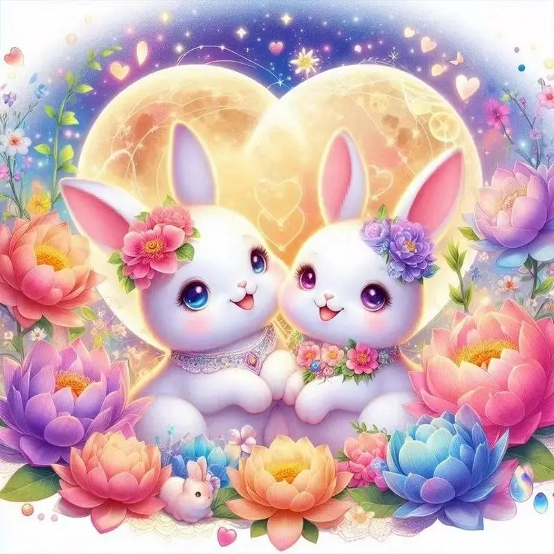 

GATYZTORY Rabbit 5d Diamond Painting Home Decor Diy Gift Cartoon Full Round/Square Crafts Gift Home Wall Art Decor Diy Making Ki