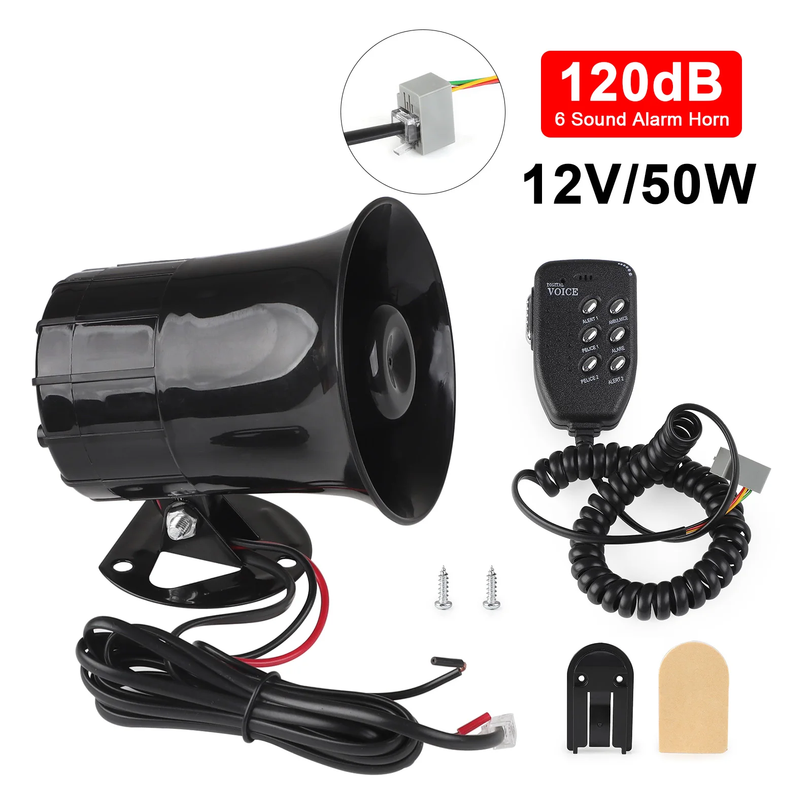 

100W Car Motorcycle Megaphone 6 Tone Loud Speaker Traditional Hooter Ringing Alarm Ambulance Blaring Police Siren Speaker