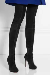 Autumn/winter Waterproof Super High Heel Large Size Over The Knee Boots Black Elastic Thigh Boots