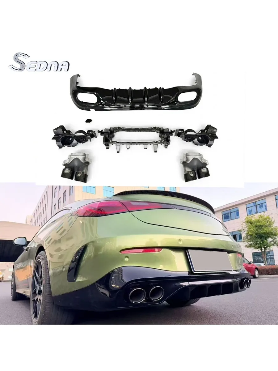 Diffuser met uitlaatpijp voor Mercedes Benz CLE-Klasse CLE260 CLE300 C236 2024-2025 gemodificeerde nieuwe stijl achterlip bodykit - afbeelding 2