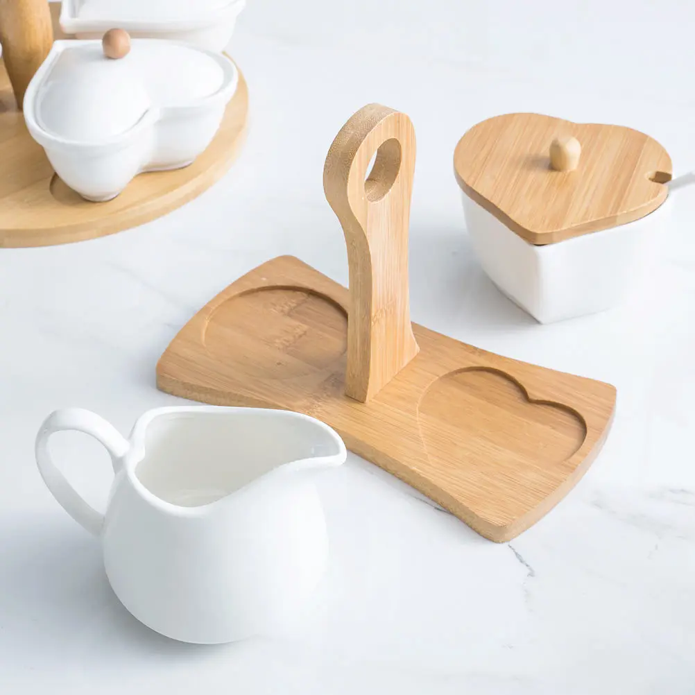 

1Set Ceramic Sugar Jug Milk Pot Set Non-Stick Kitchen Storage Pot Tray Spoon Ceramic Sugar Jug Kitchen Pots Set