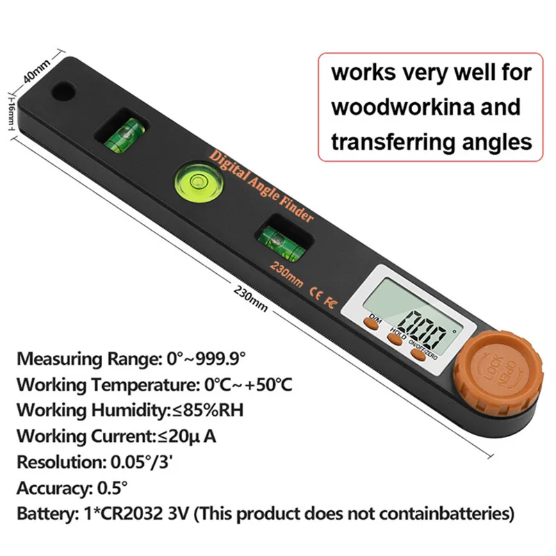 Detector Level Ruler 4in1 Measuring Angle 0-999.95°Digital Instrument Angle Inclinometer Electronic Goniometer